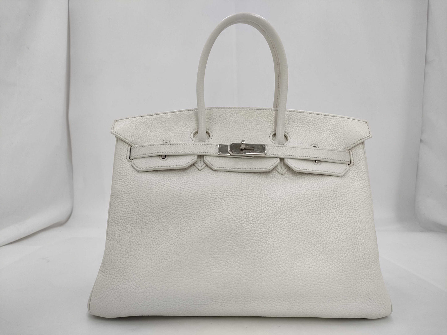 HERMES Birkin 35 Trion Clemence White Silver Fittings □J Tote Bag
