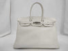 HERMES Birkin 35 Trion Clemence White Silver Fittings □J Tote Bag