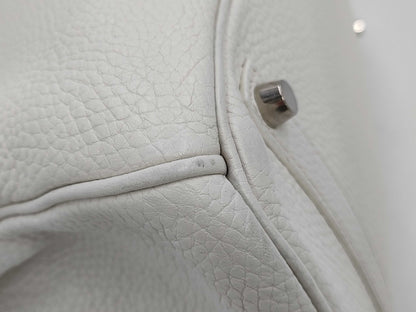 HERMES Birkin 35 Trion Clemence White Silver Fittings □J Tote Bag