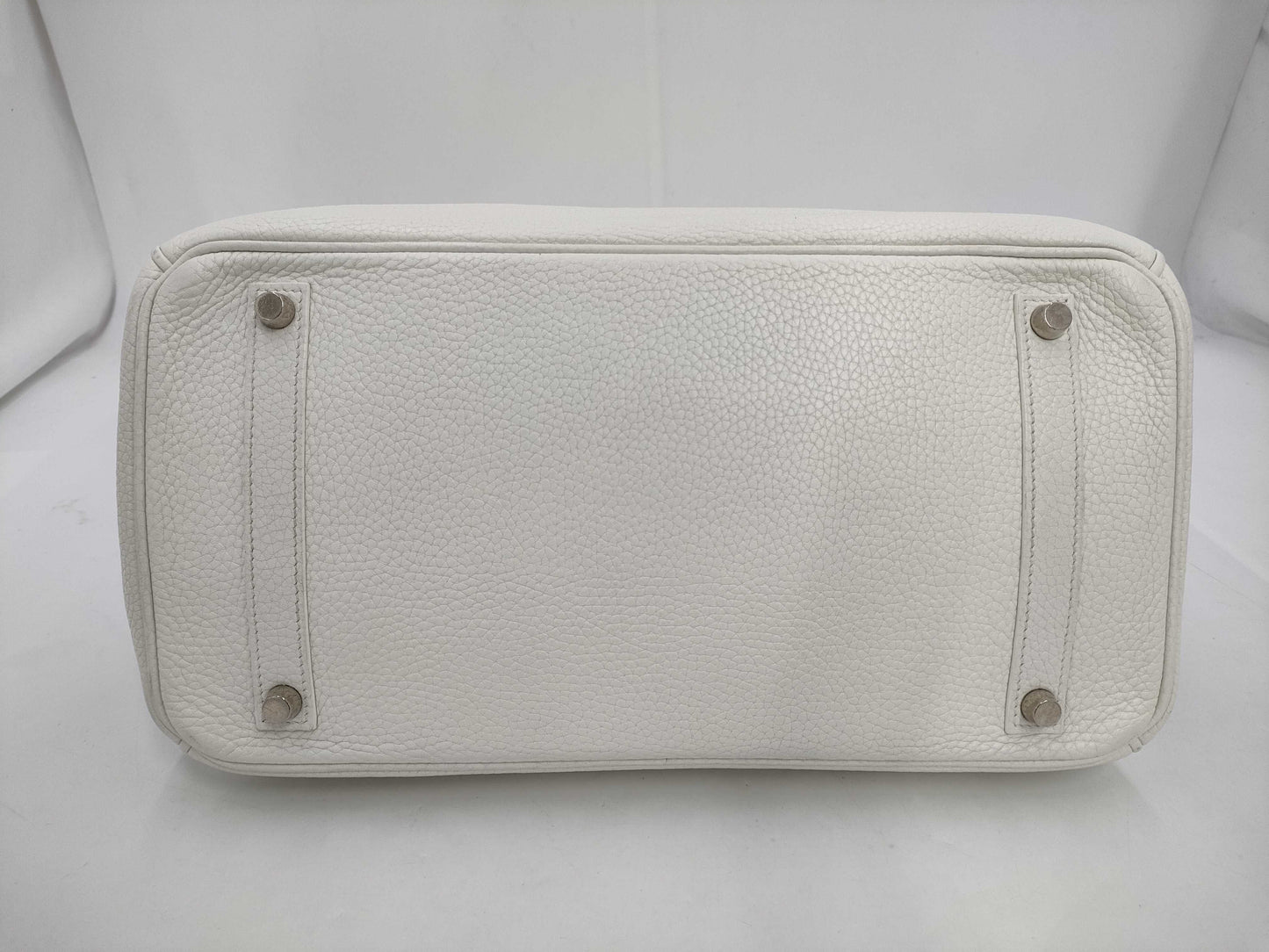 HERMES Birkin 35 Trion Clemence White Silver Fittings □J Tote Bag