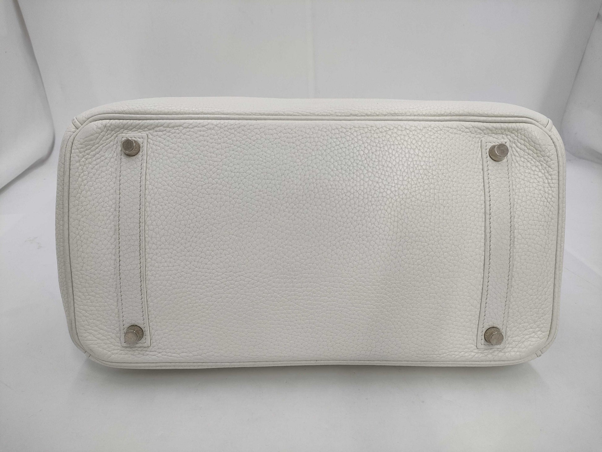 HERMES Birkin 35 Trion Clemence White Silver Fittings □J Tote Bag