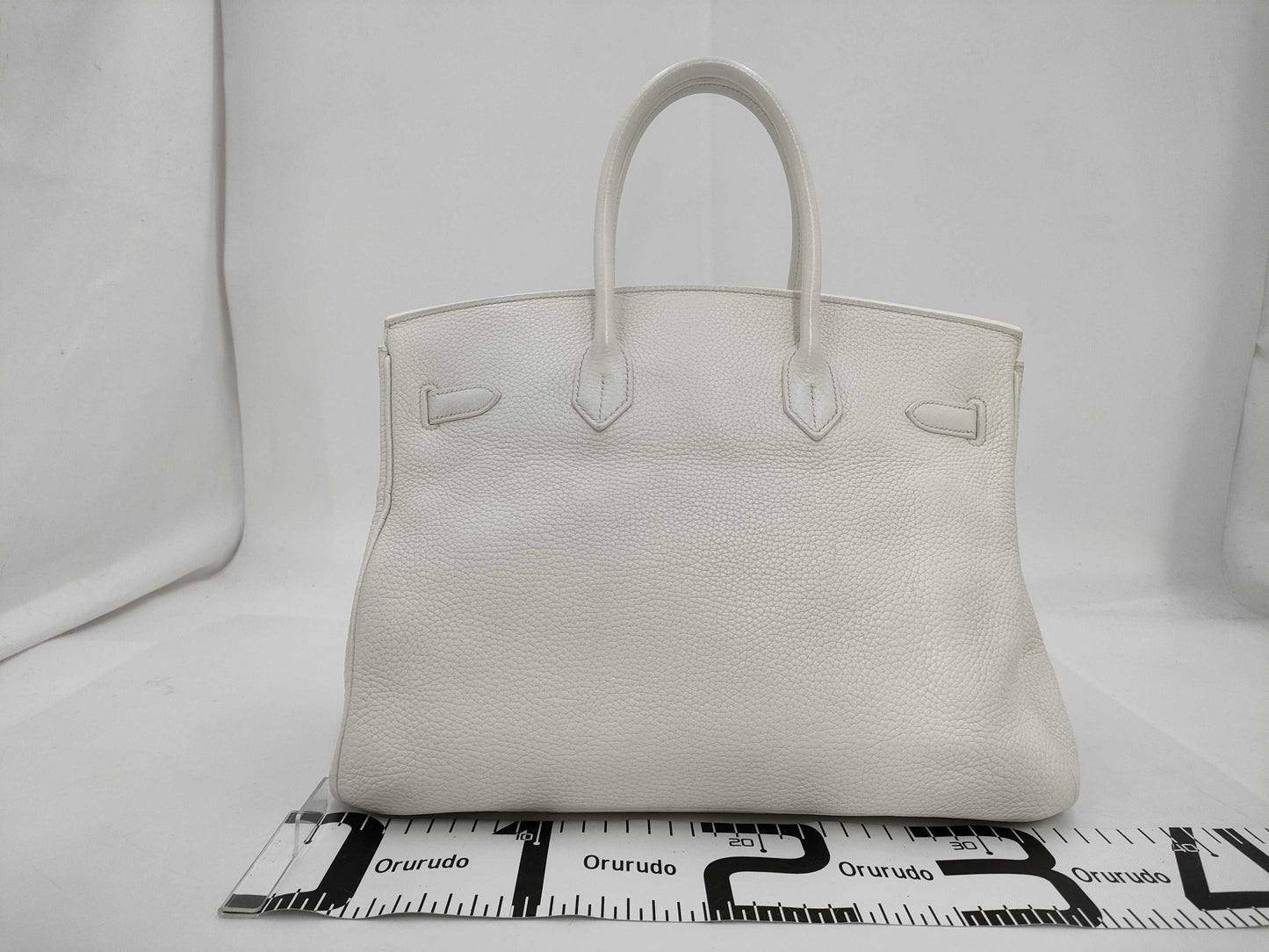 HERMES Birkin 35 Trion Clemence White Silver Fittings □J Tote Bag