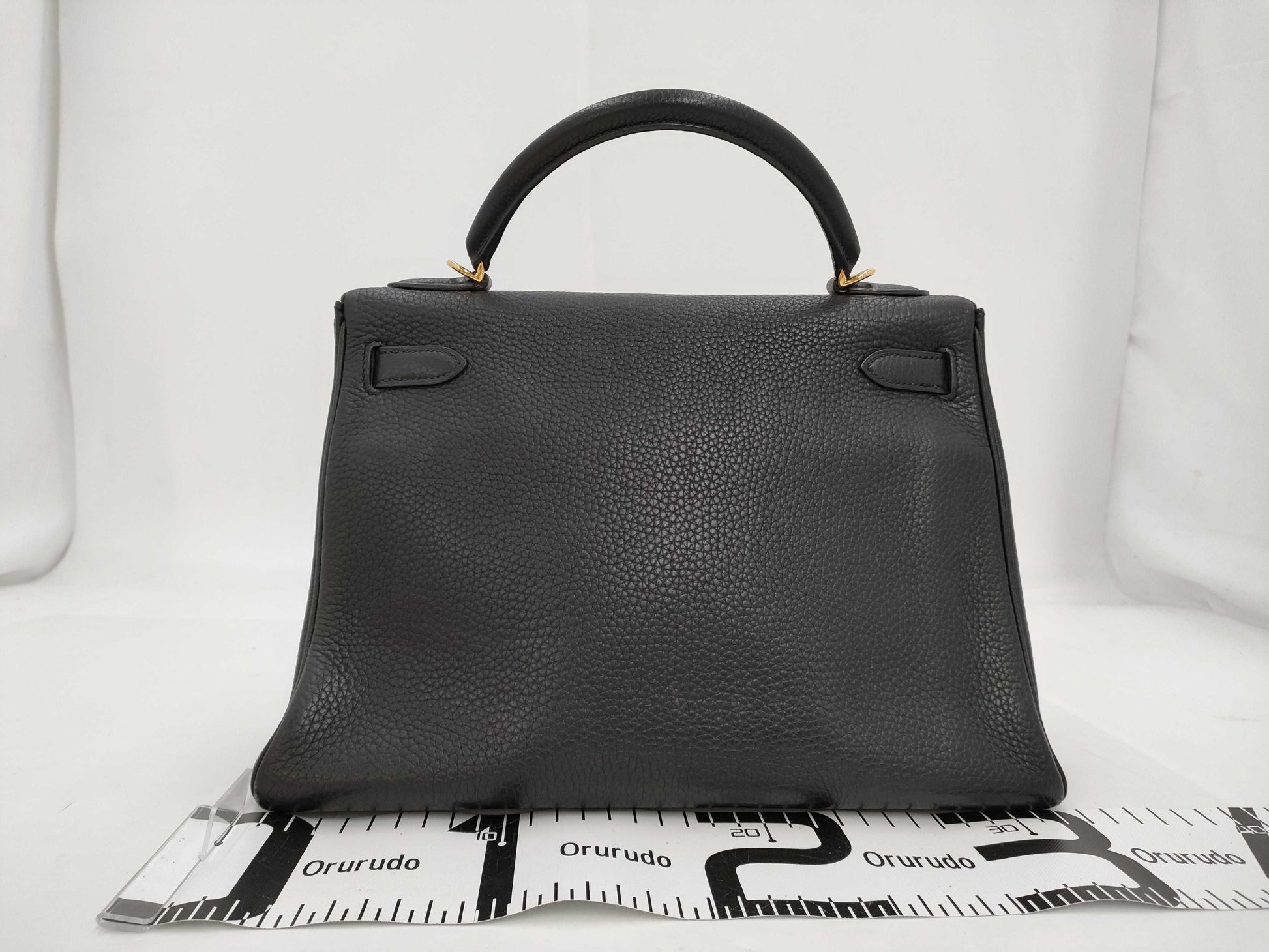 HERMES Kelly 32 Inseam Trion Black Gold Fittings □J Handbag