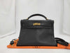HERMES Kelly 32 Inseam Trion Black Gold Fittings □J Handbag