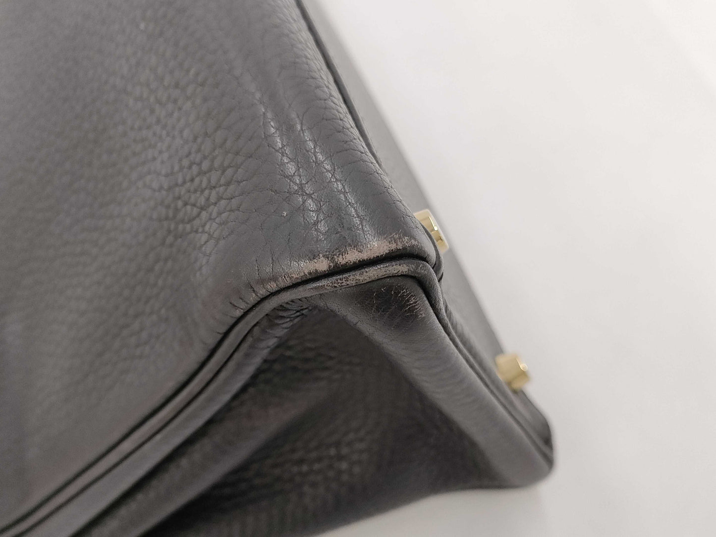 HERMES Kelly 32 Inseam Trion Black Gold Fittings □J Handbag
