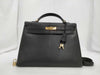HERMES Kelly 35 Serie Chevre Black Gold Fittings □E Tote Bag