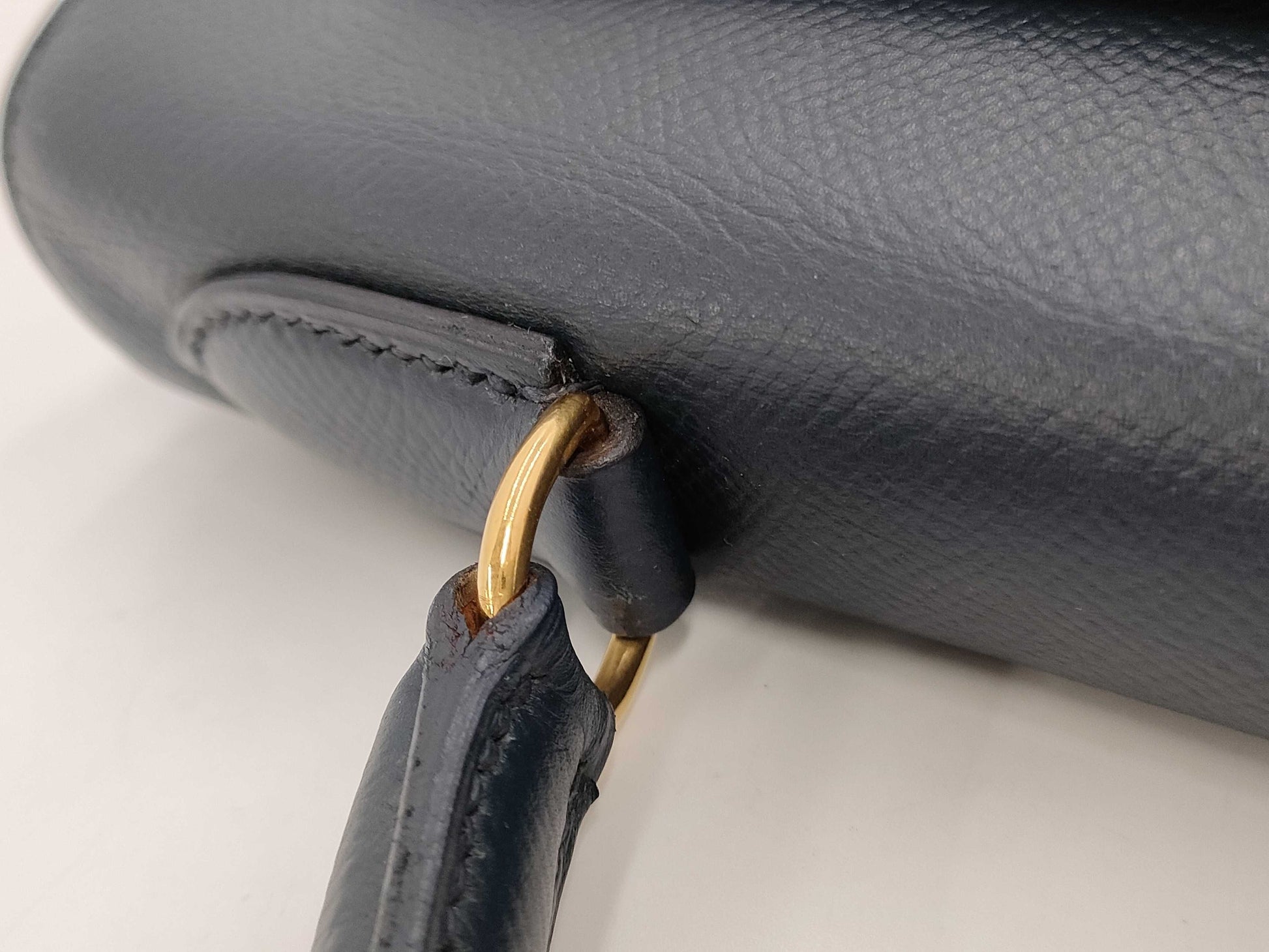 HERMES Kelly 32 Inseam Kushbel Blue Indigo Gold Hardware 〇Y Tote Bag