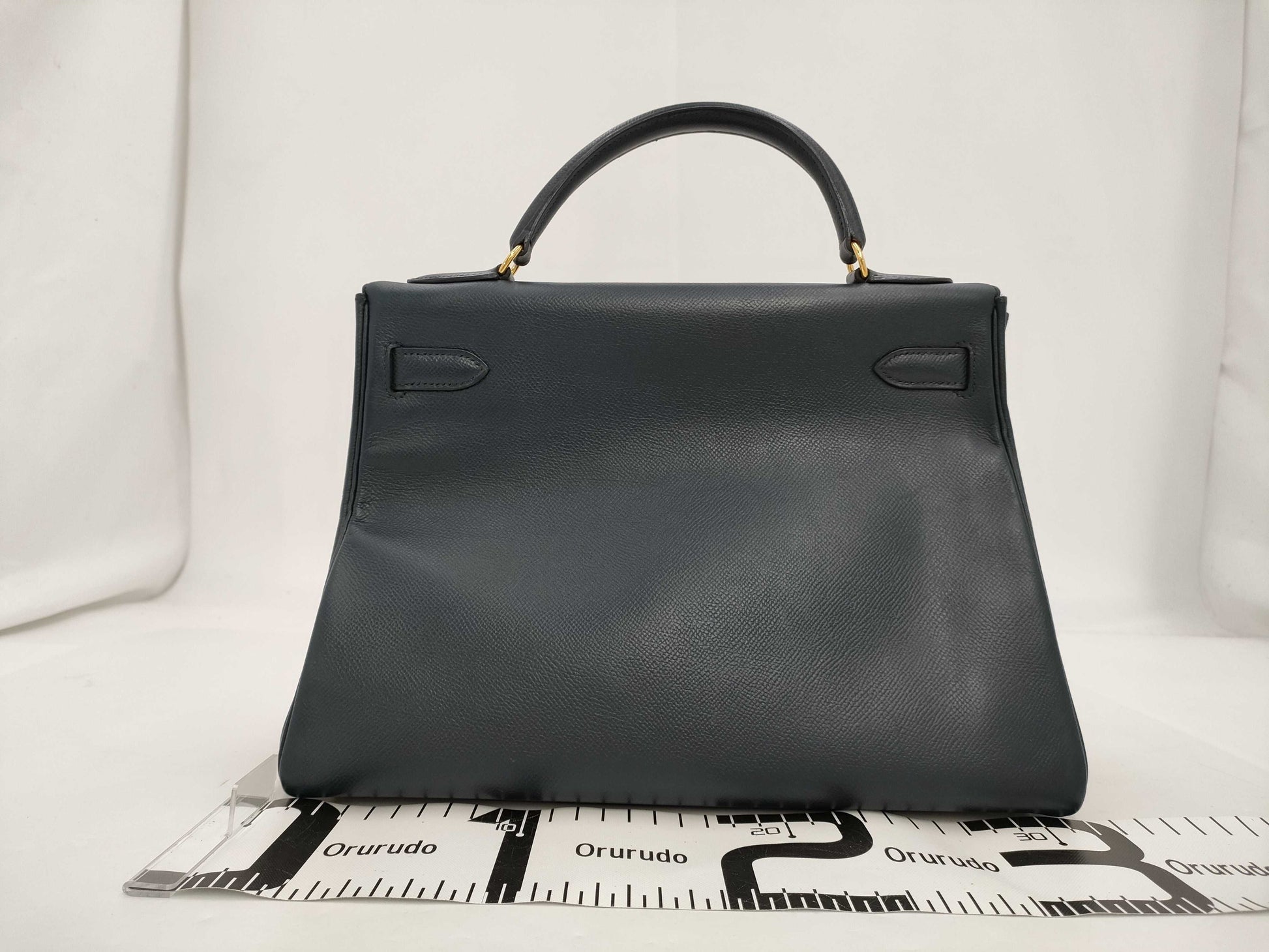 HERMES Kelly 32 Inseam Kushbel Blue Indigo Gold Hardware 〇Y Tote Bag