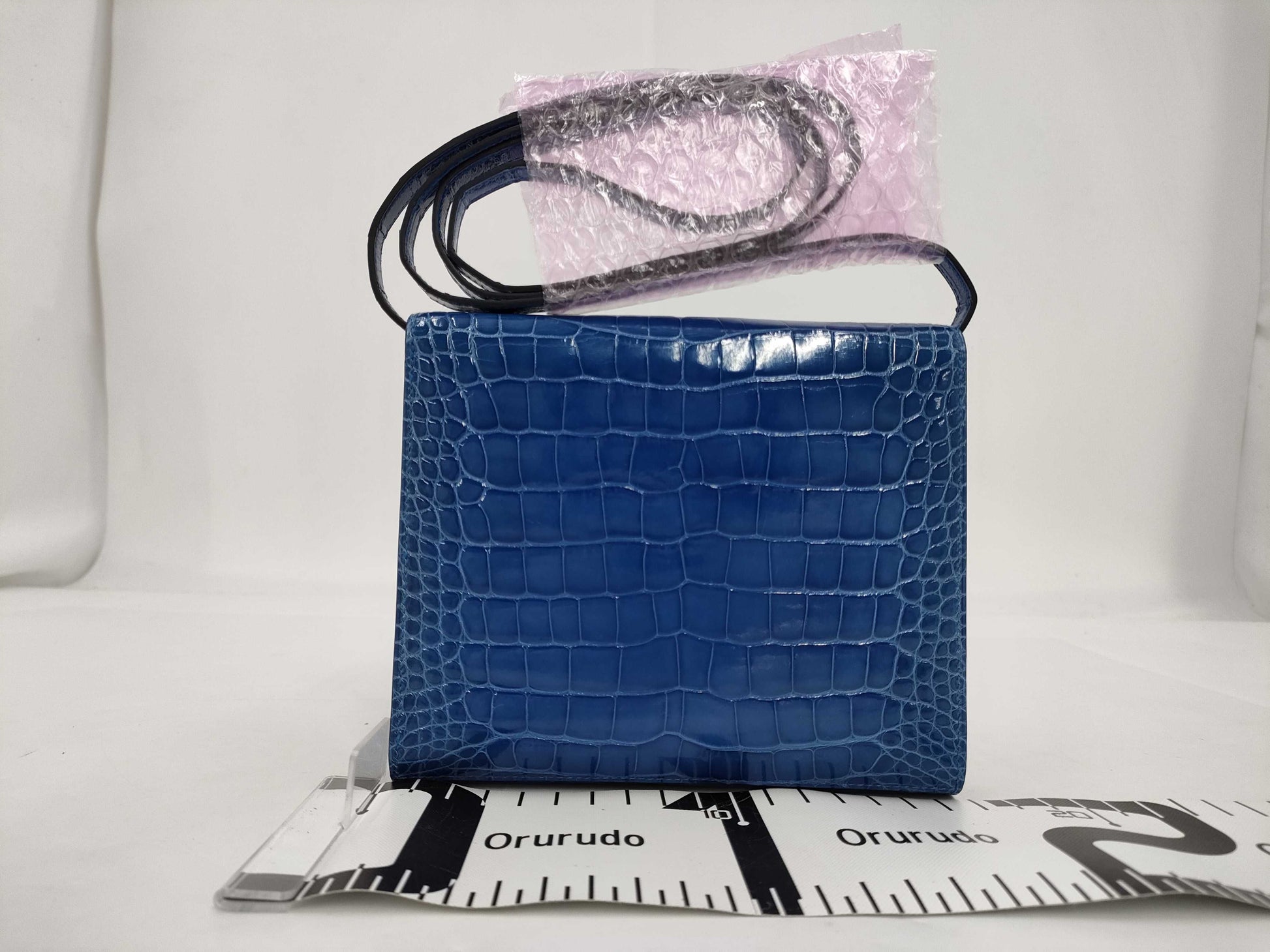 HERMES Click 16 Alligator Blue Jelly Silver Fittings D Engraved Shoulder Bag