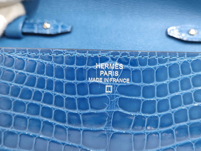 HERMES Click 16 Alligator Blue Jelly Silver Fittings D Engraved Shoulder Bag
