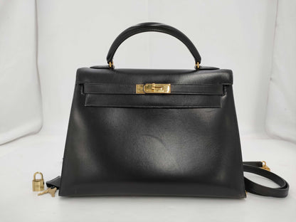 HERMES Hermes Kelly 32 Serie Black Gold Hardware 〇X Handbag
