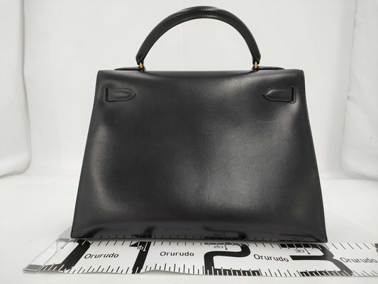 HERMES Hermes Kelly 32 Serie Black Gold Hardware 〇X Handbag