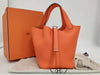HERMES Picotin Lock PM Trion Orange Minian Silver Fittings B-Engraved Handbag