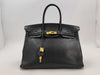 HERMES Birkin 35 Chevre Black Gold Hardware □C Tote Bag