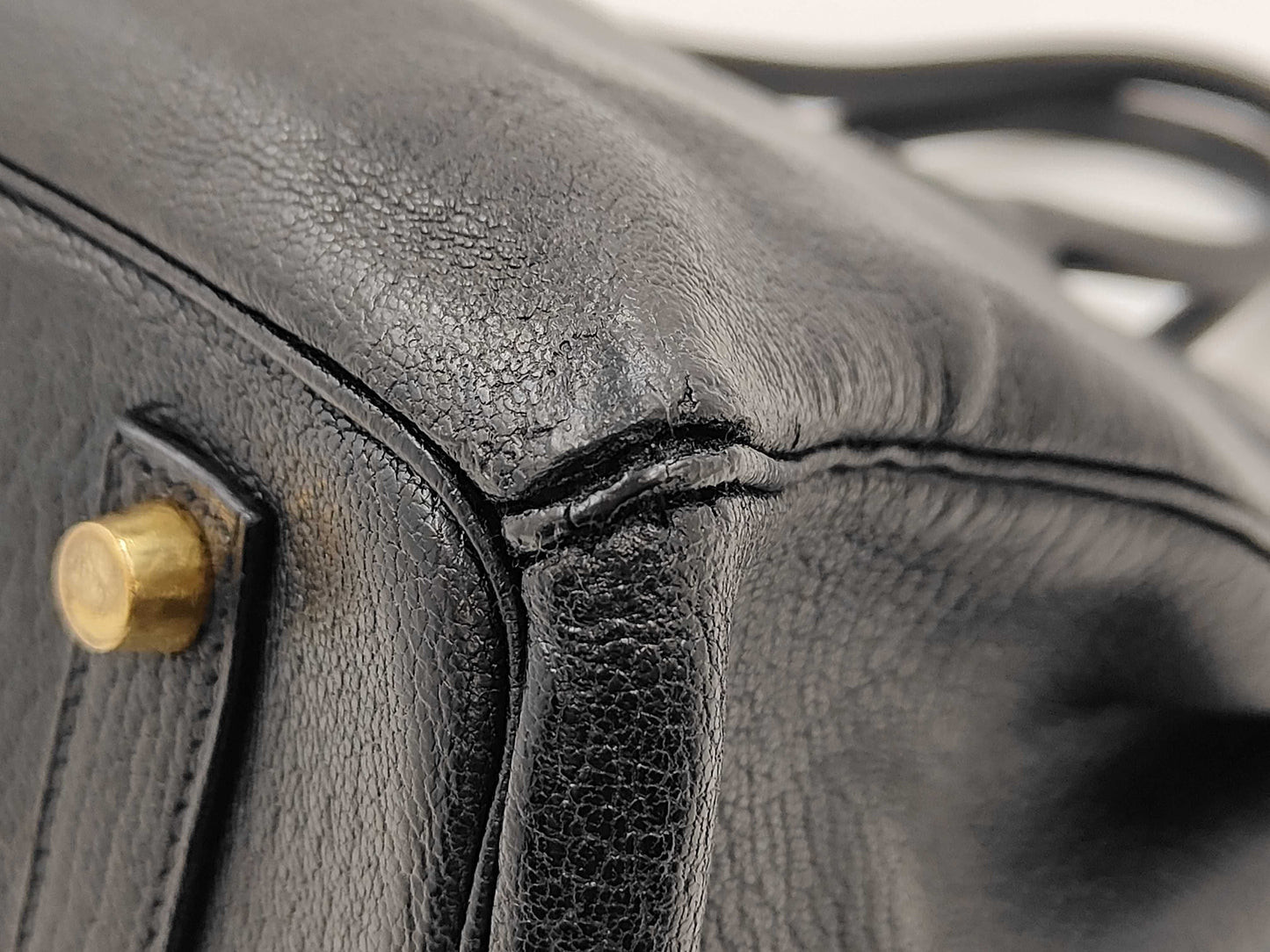 HERMES Birkin 35 Chevre Black Gold Hardware □C Tote Bag