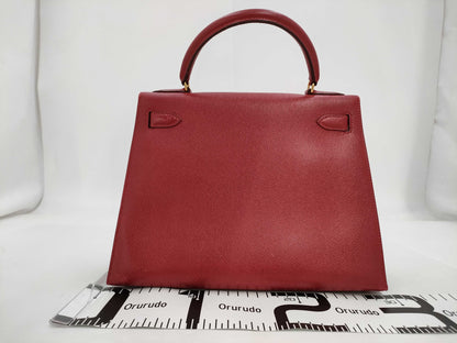 HERMES Kelly 28 Serie Rouge Gold Hardware 〇W Handbag