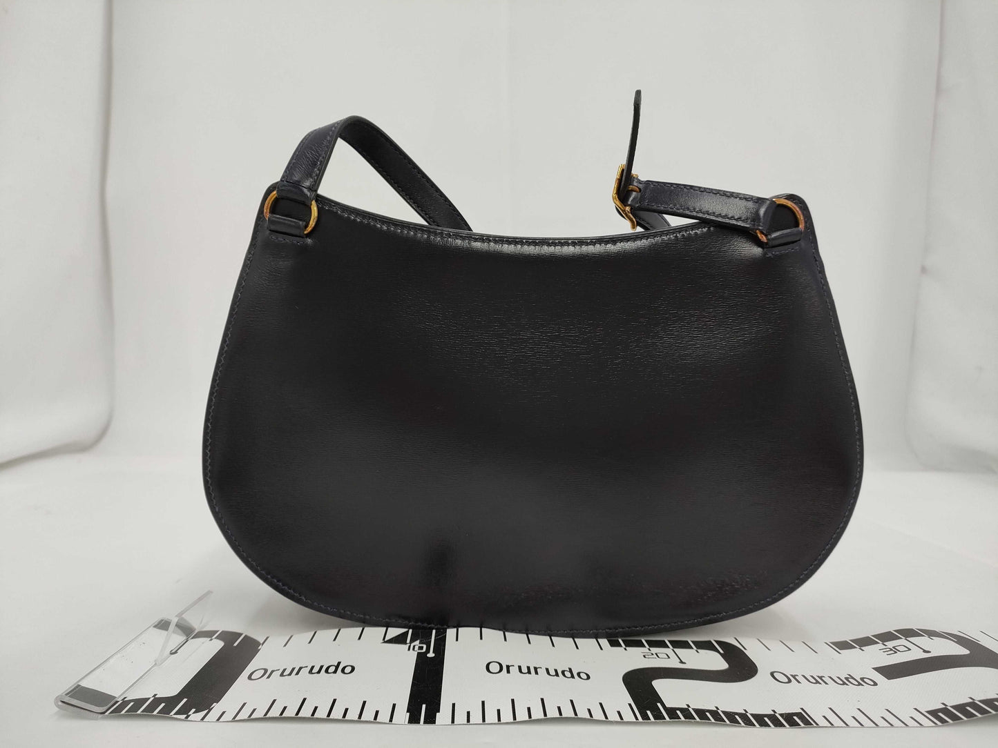 HERMES Baldo Golf Box Calf Navy Gold Fittings 〇B Shoulder Bag Shoulder Bag