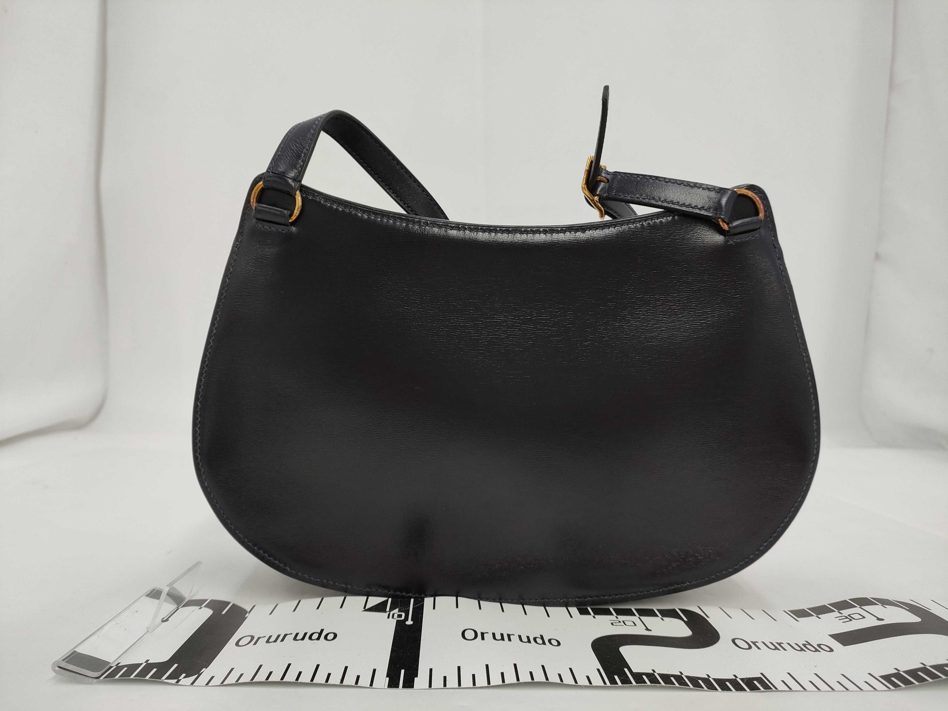 HERMES Baldo Golf Box Calf Navy Gold Fittings 〇B Shoulder Bag Shoulder Bag