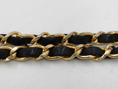 CHANEL Matlasse Lambskin Chain Tote Bag Black Gold Fittings 1st Shoulder Bag