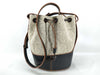 LOEWE Anagram Balloon Canvas and Leather Combination Shoulder Bag, Black, Brown, and Beige