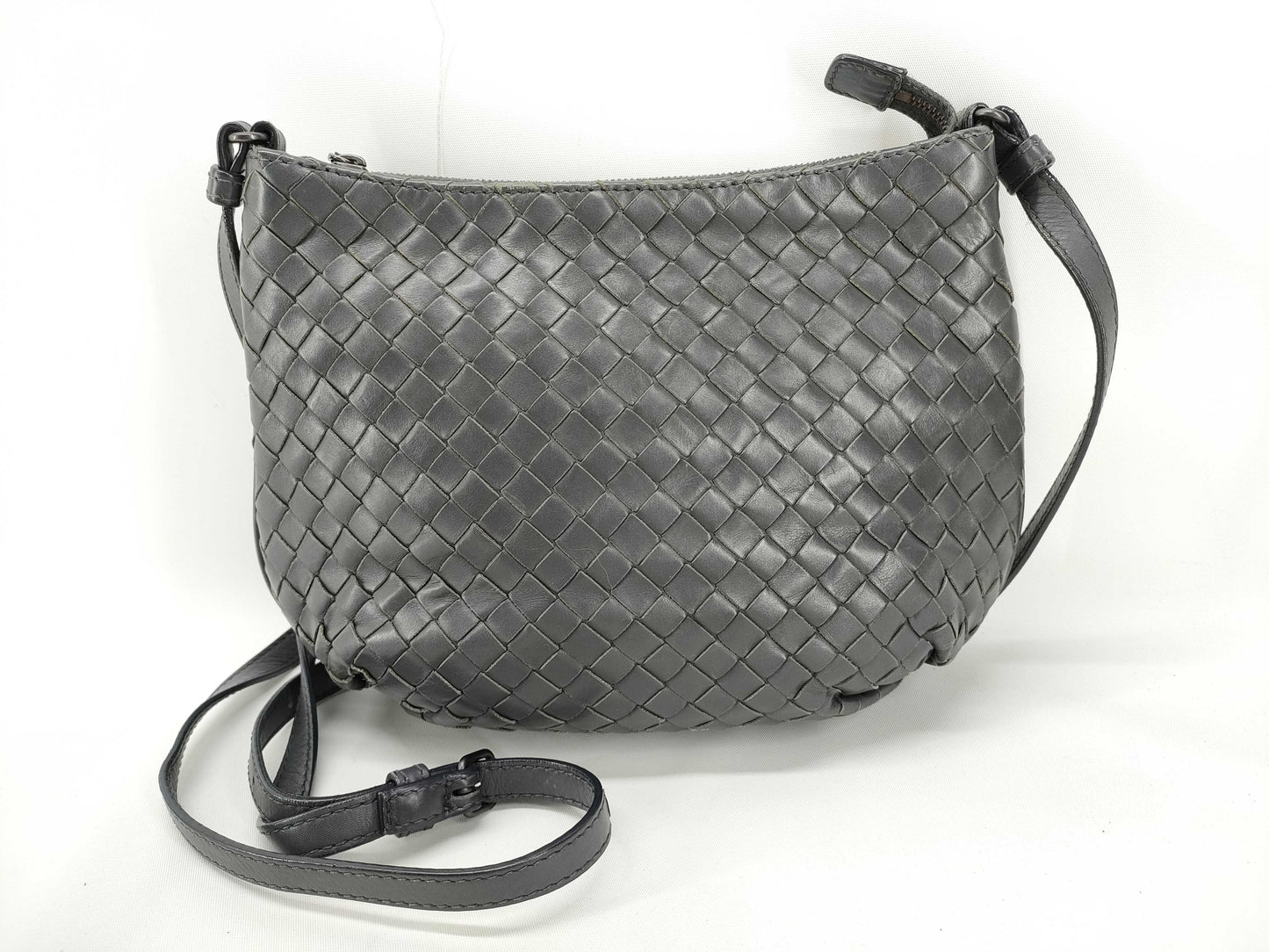 BOTTEGA VENETA Intrecciato Shoulder Bag, Gray, 25cm