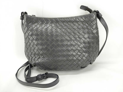 BOTTEGA VENETA Intrecciato Shoulder Bag, Gray, 25cm