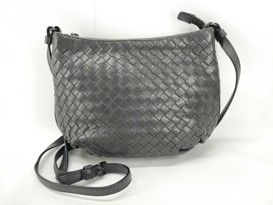 BOTTEGA VENETA Intrecciato Shoulder Bag, Gray, 25cm