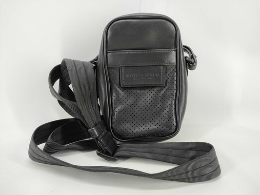 BOTTEGA VENETA Leggero Punching Black Shoulder/Waist Bag