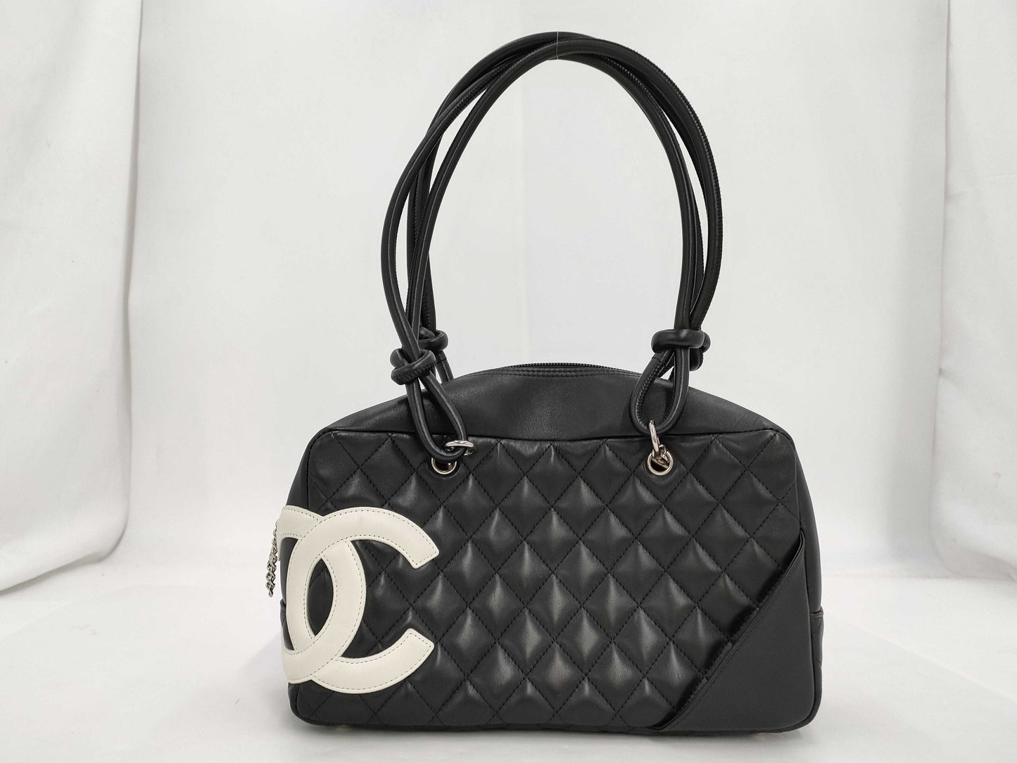 CHANEL Cambon Line Bowling Bag Black x White 10th Series Tote Bag