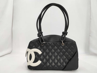 CHANEL Cambon Line Bowling Bag Black x White 10th Series Tote Bag