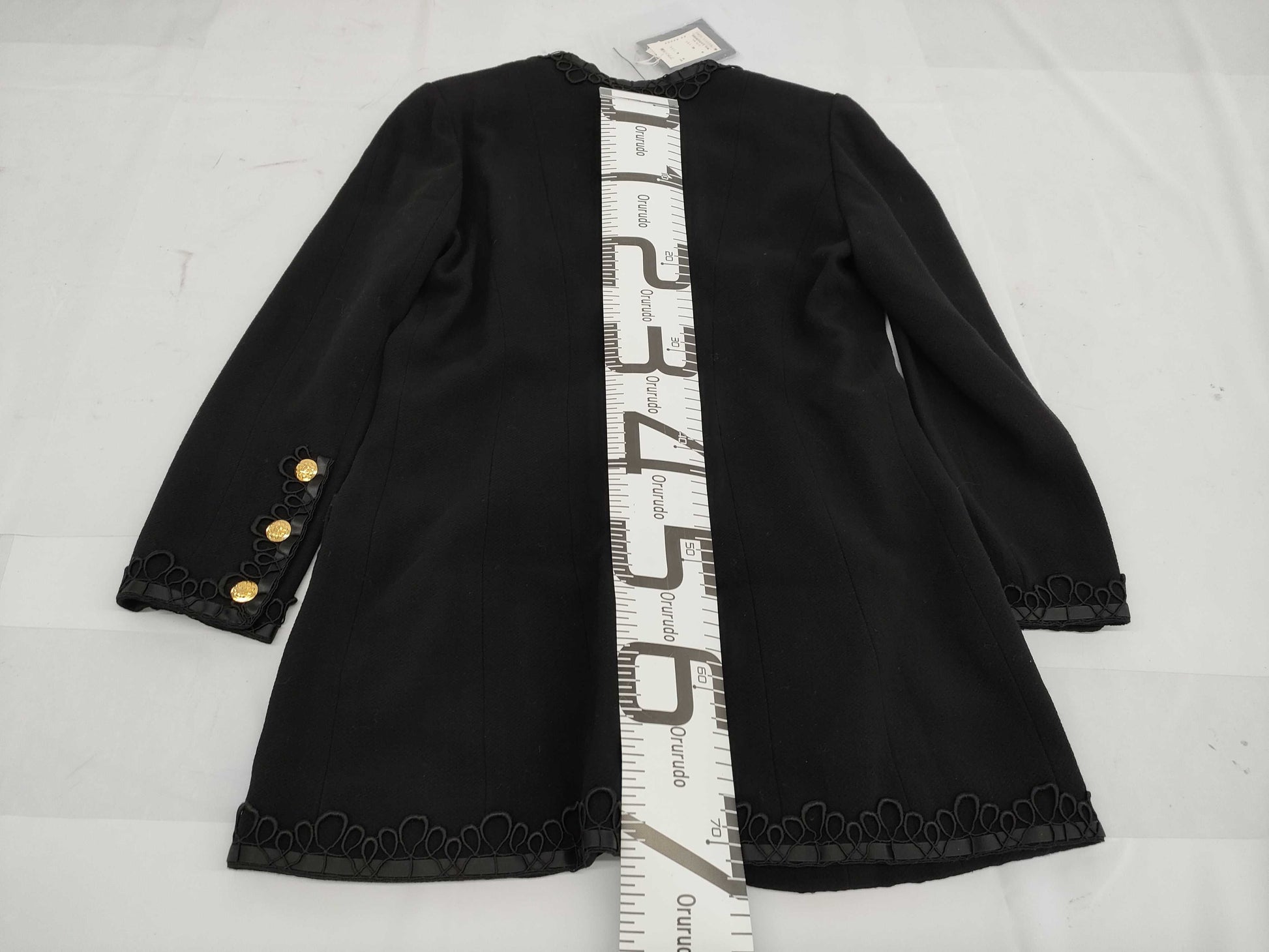 CHANEL Tagged Unused 40 Size Tweed Jacket Trimmed Flower Embroidered 40 Jacket