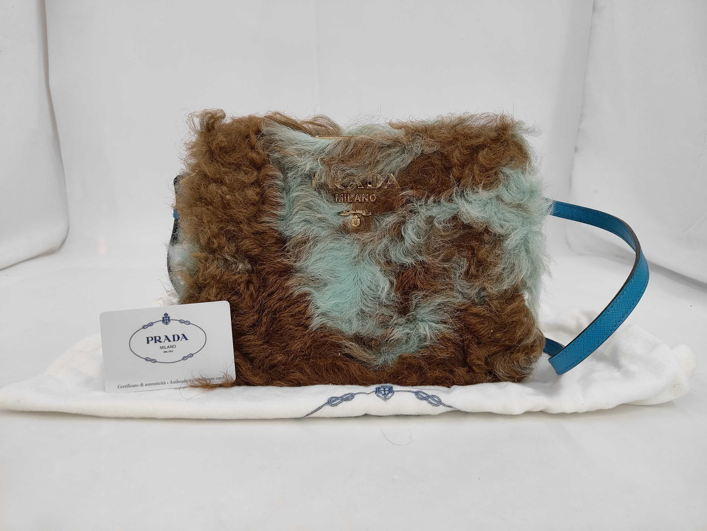 PRADA Fur Leather Shoulder Bag