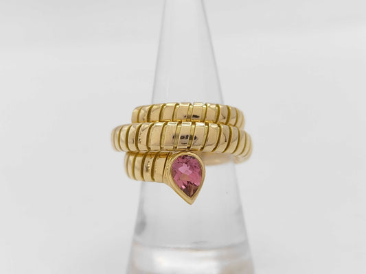 BVLGARI Tubogas Colored Stone YG 750 14.2g Ring 