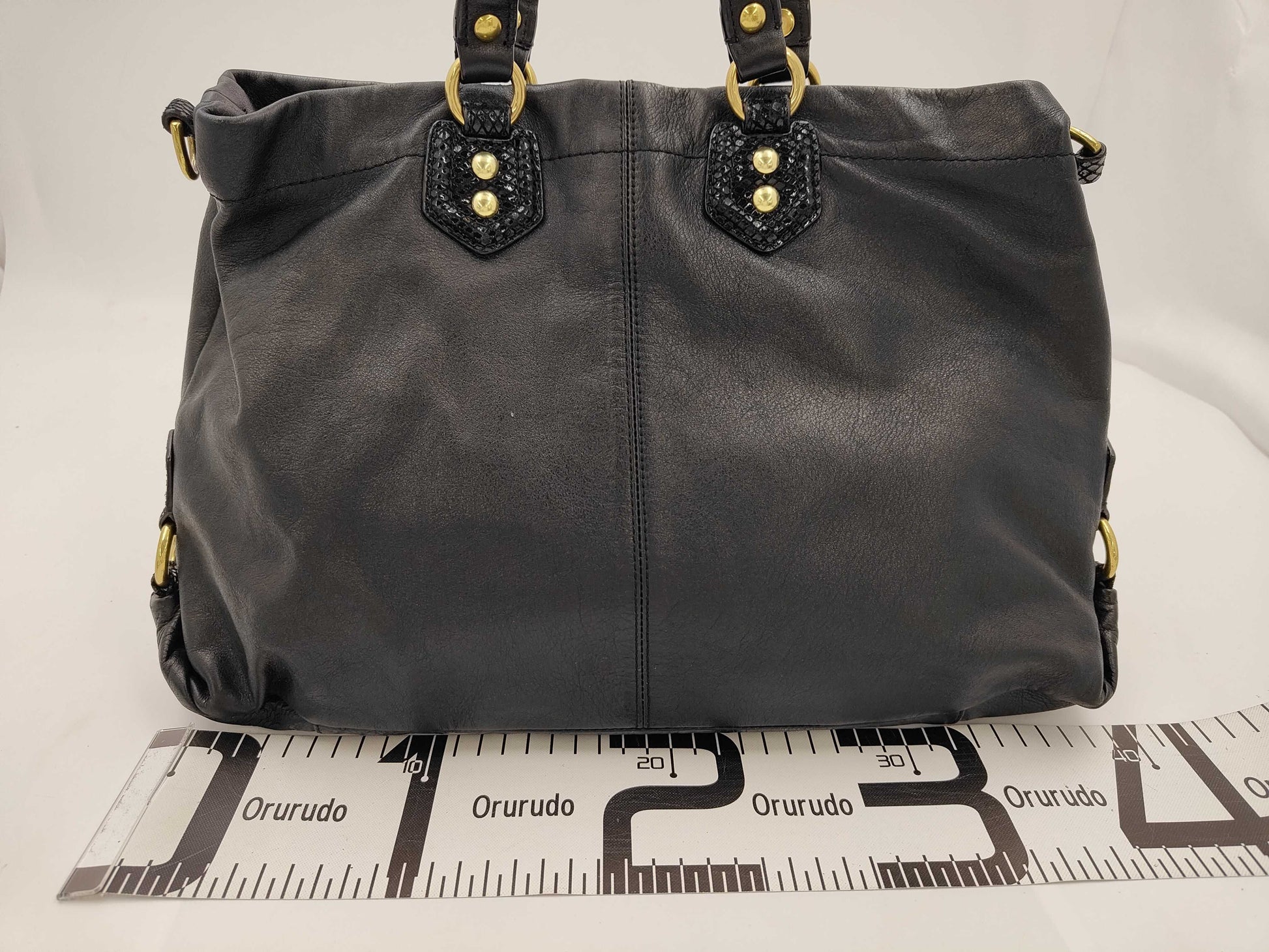 COACH Leather 2-Way Black Boston Bag