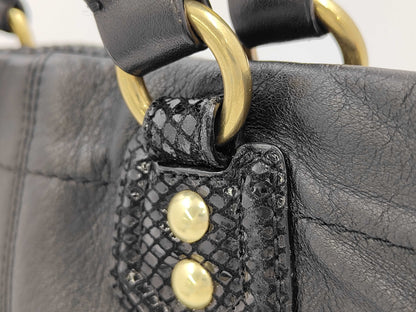 COACH Leather 2-Way Black Boston Bag