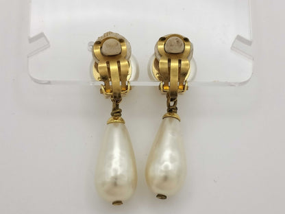 CHANEL Accessories Chanel 95A Earrings Coco Mark Pearl Vintage Gold Color Earrings