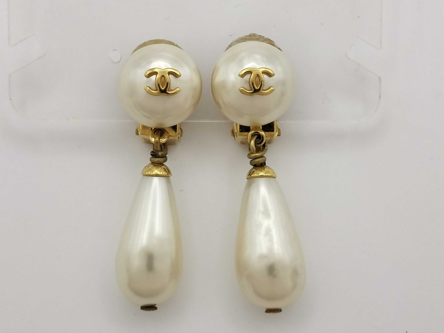 CHANEL Accessories Chanel 95A Earrings Coco Mark Pearl Vintage Gold Color Earrings