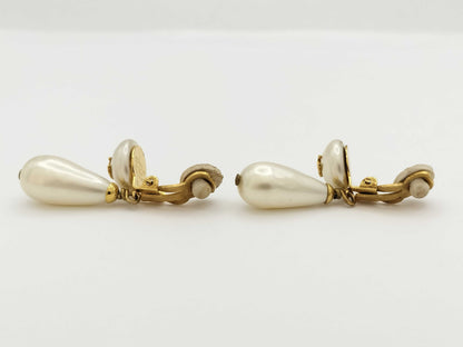 CHANEL Accessories Chanel 95A Earrings Coco Mark Pearl Vintage Gold Color Earrings