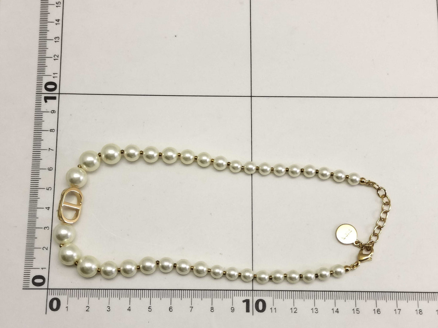 Dior Accessories Dior 30 Montaigne Faux Pearl Necklace with CD Logo in GP Gold