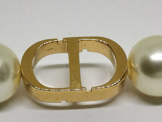 Dior Accessories Dior 30 Montaigne Faux Pearl Necklace with CD Logo in GP Gold