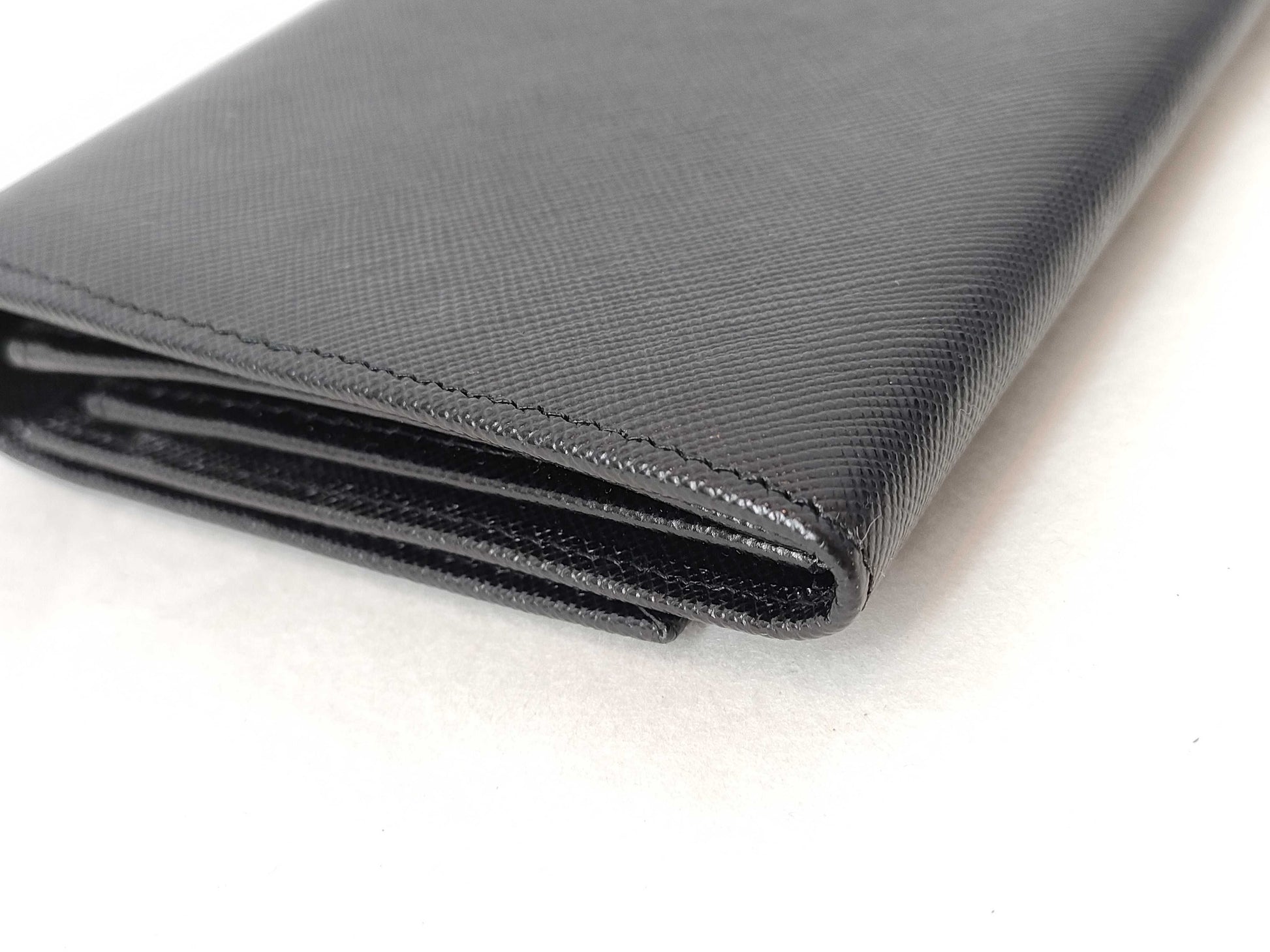 PRADA Saffiano Leather Bifold Long Wallet in Black with Triangle Logo