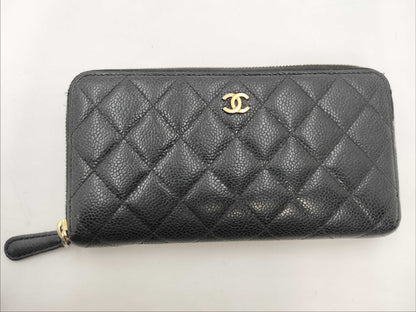 CHANEL Caviar Skin Wallet Black Wallet
