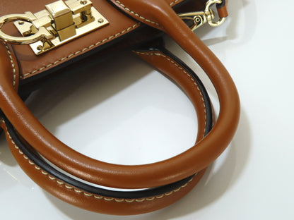 Salvatore Ferragamo Studio Bag 2-way Raffia Two-tone Handbag