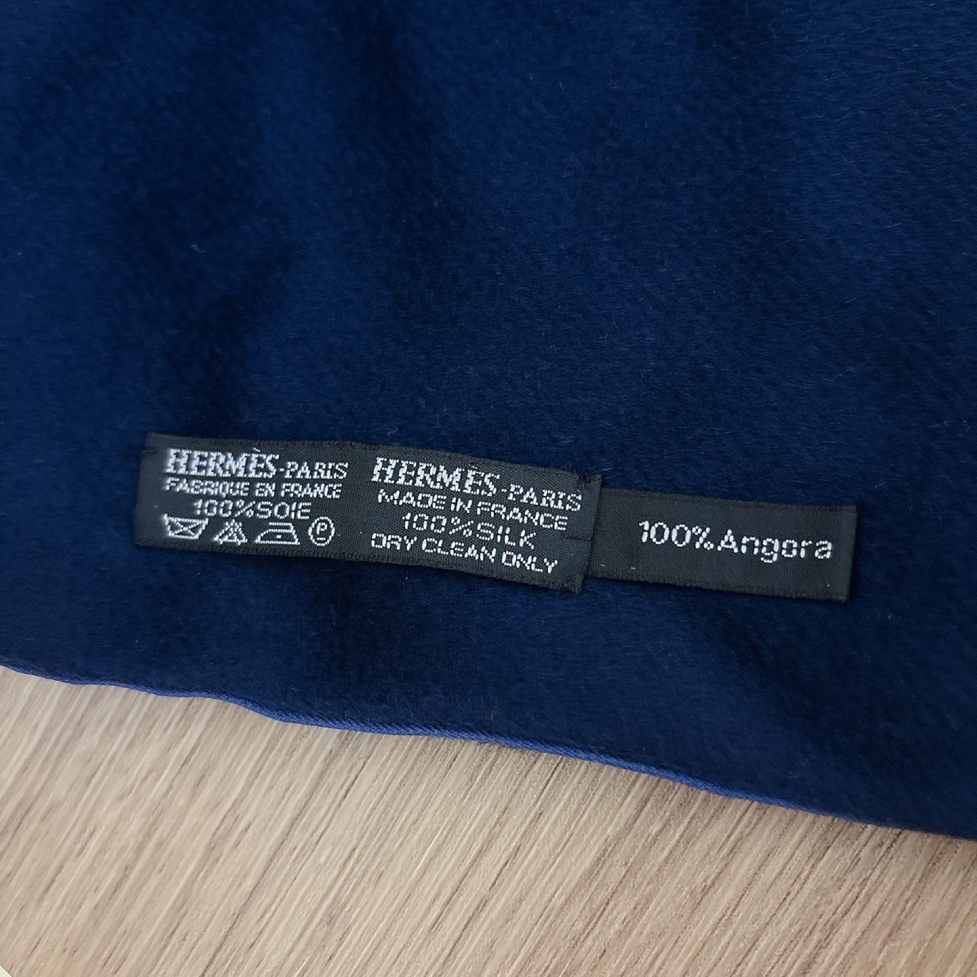 HERMES reversible silk angora scarf and stole.