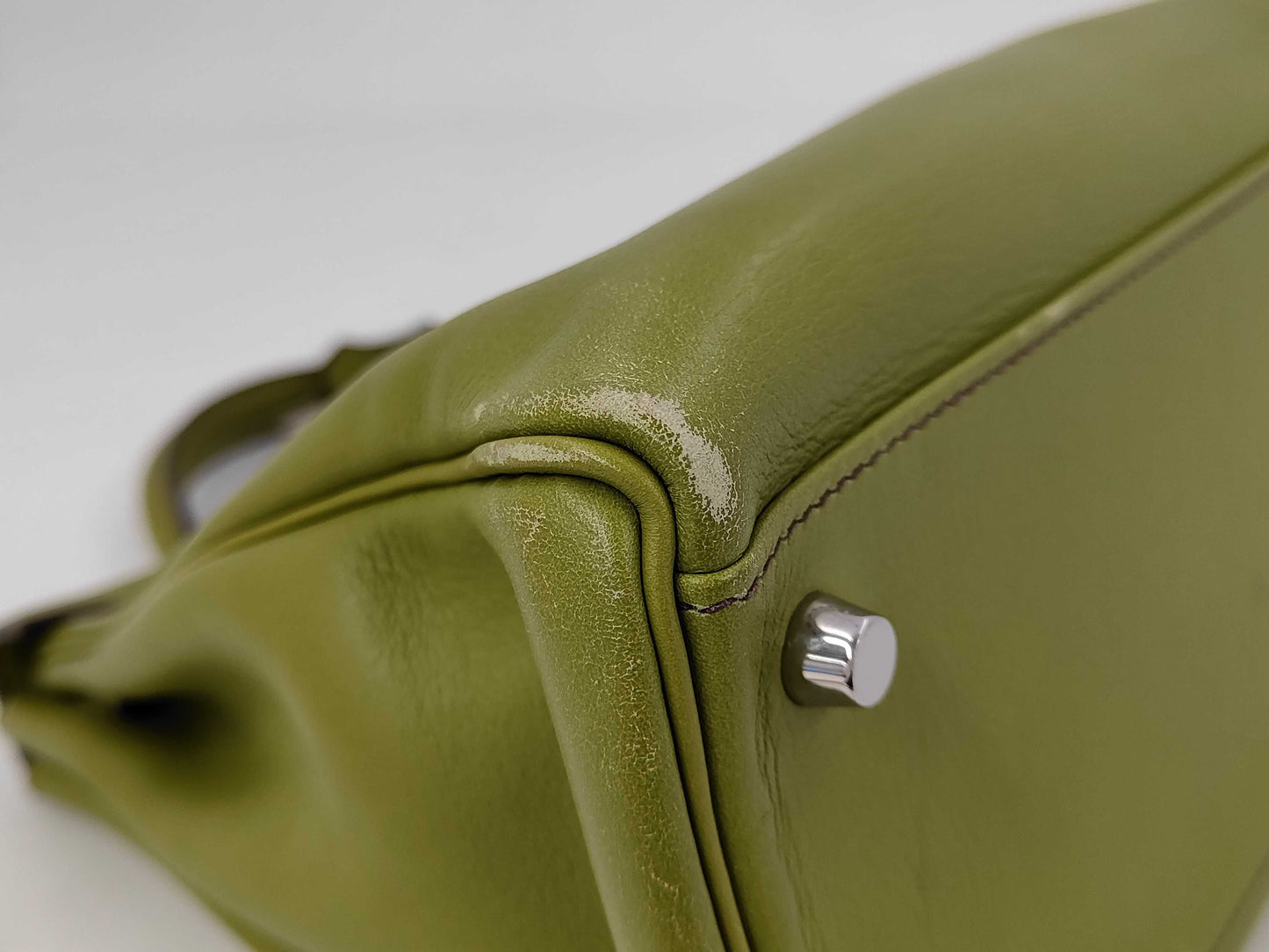 HERMES Kelly 32 Leather Green Strap 2-Way Handbag with J Stamp
