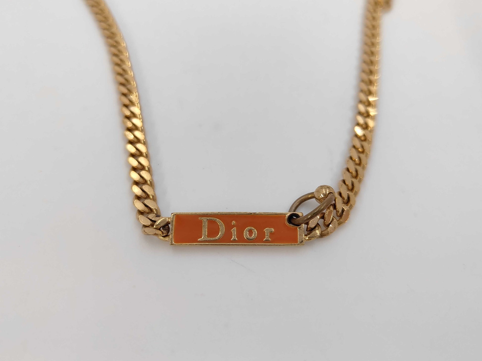 Dior Curb Chain Dior Plate Necklace