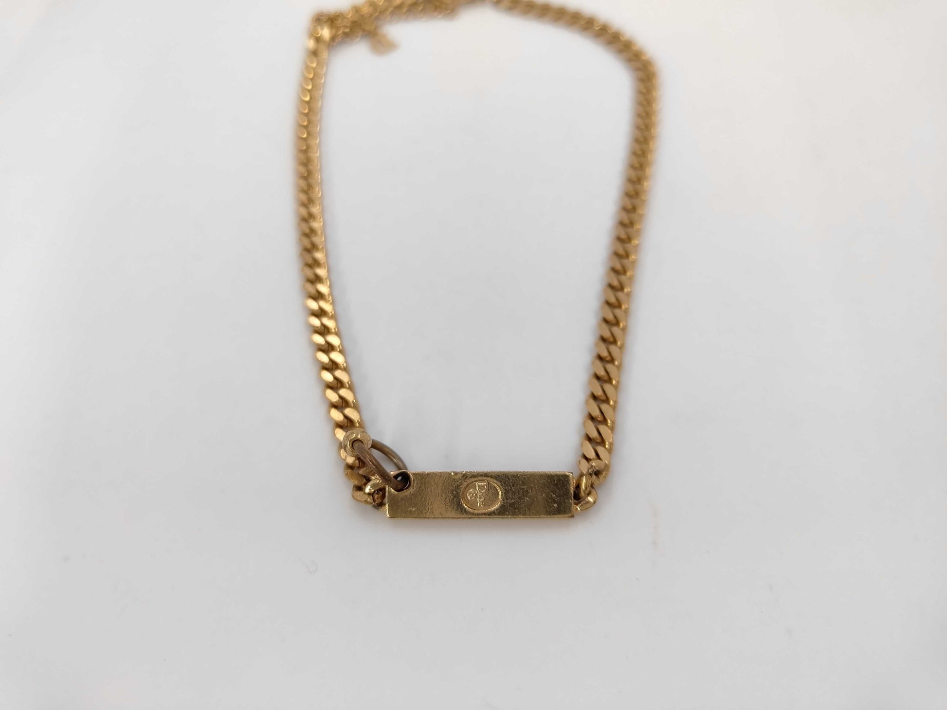 Dior Curb Chain Dior Plate Necklace