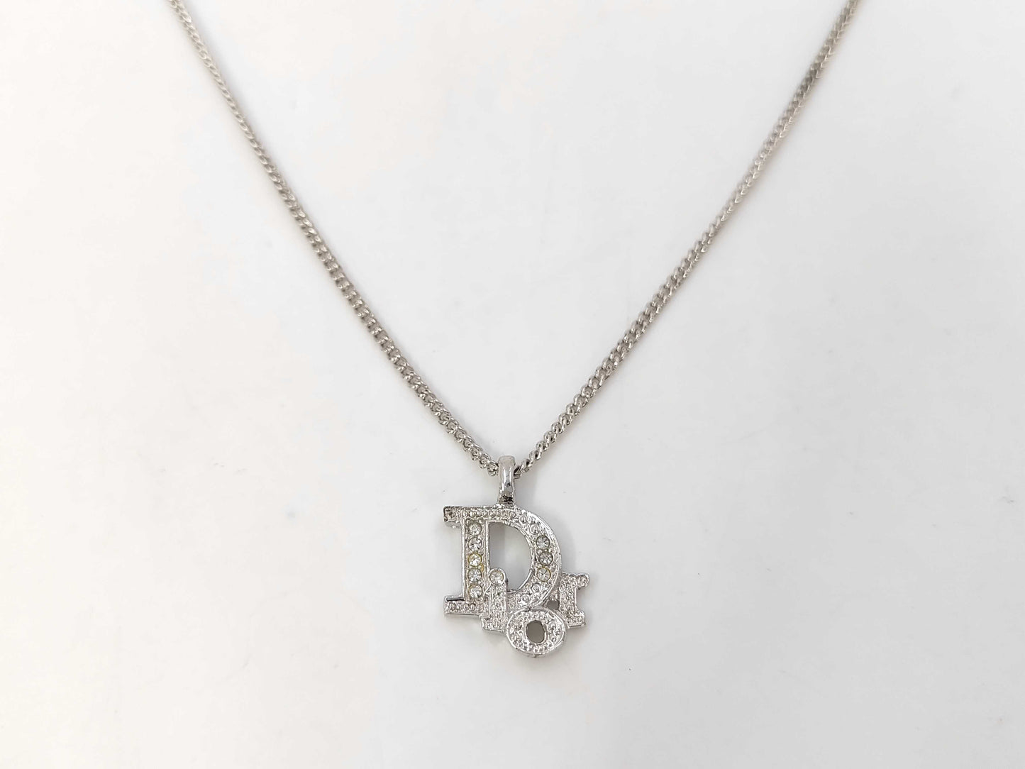 Dior logo silver necklace
