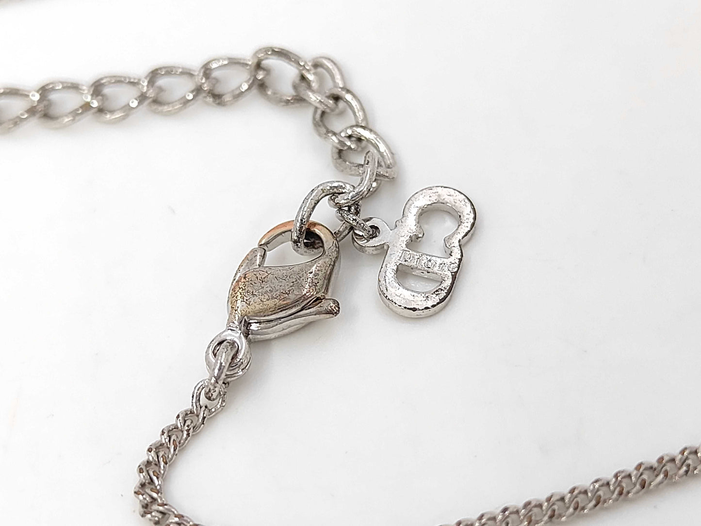 Dior logo silver necklace