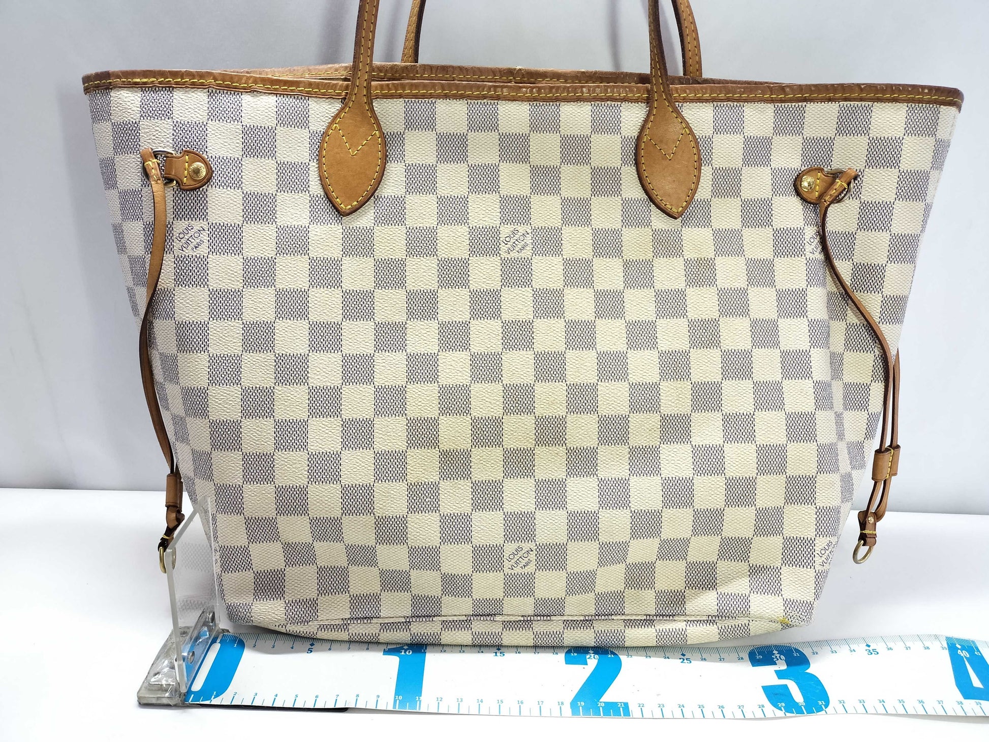 LOUIS VUITTON Damier Azur Louis Vuitton Damier Neverfull Tote Bag